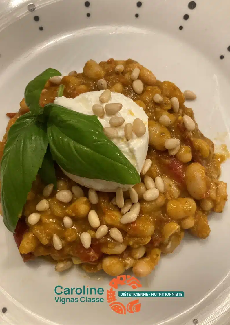 Delice haricots blancs burata et pesto